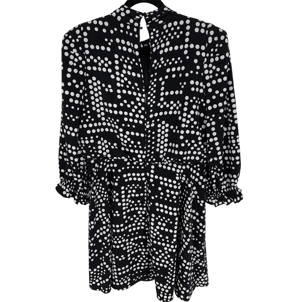 Karl Lagerfeld Paris Black White Polka Dot Tie Neck Dress Lined Size 12 - Picture 4 of 8